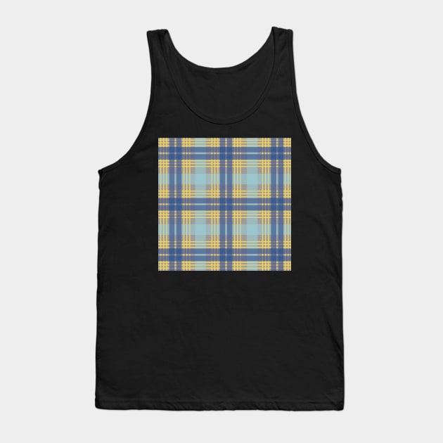 Blue, Yellow and Grey Scottish Tartan Style Design Tank Top by MacPean